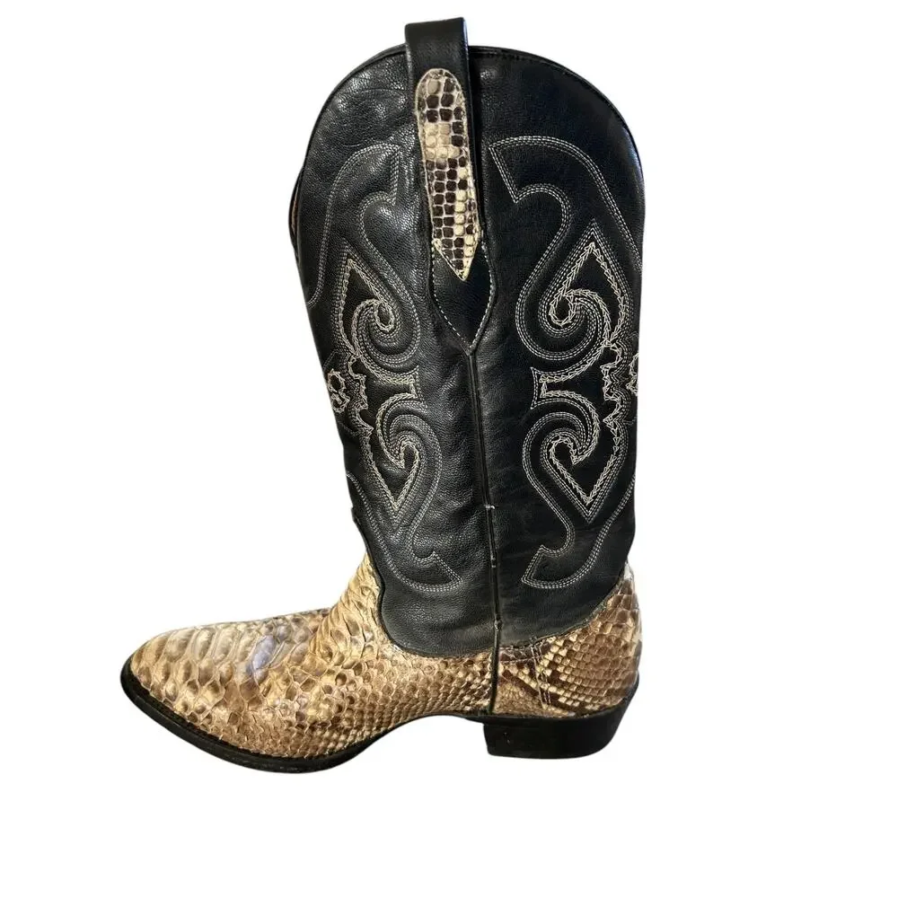 Corral Exotic Python & Leather Western Cowboy Boots Brown & Black Men's 9.5 D